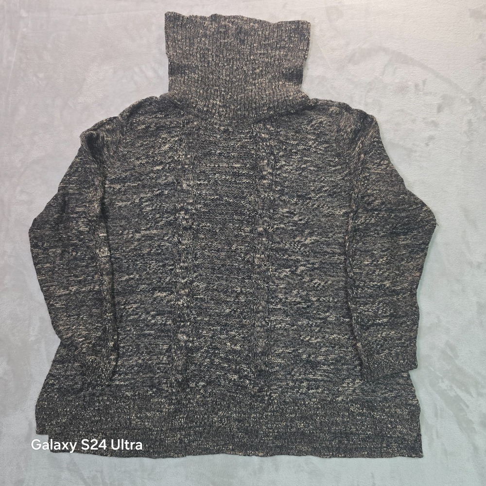 Christopher & Banks Women 2X Gray Space Dye Knitted High Neck Sweater Pullover